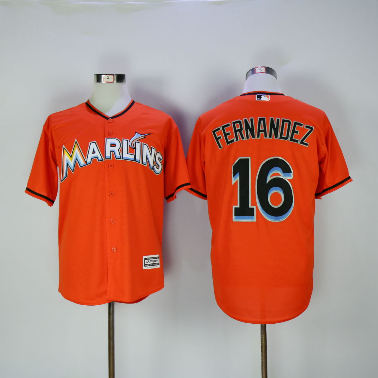 Men Miami Marlins 16 Fernandez Orange MLB Jerseys